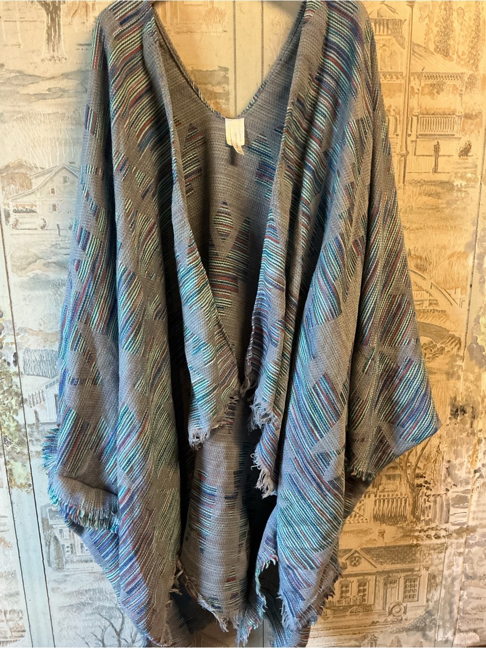 Multicolor Fringe Throw Poncho - Francesca’s